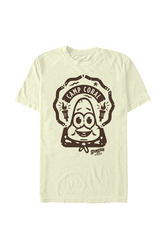 Men's SpongeBob SquarePants Sponge on the Run Young Patrick Patch Graphic Tee Beige Small