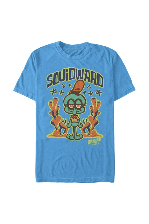Men's SpongeBob SquarePants Sponge on the Run Young Squidward Pose Graphic Tee Turquoise Large