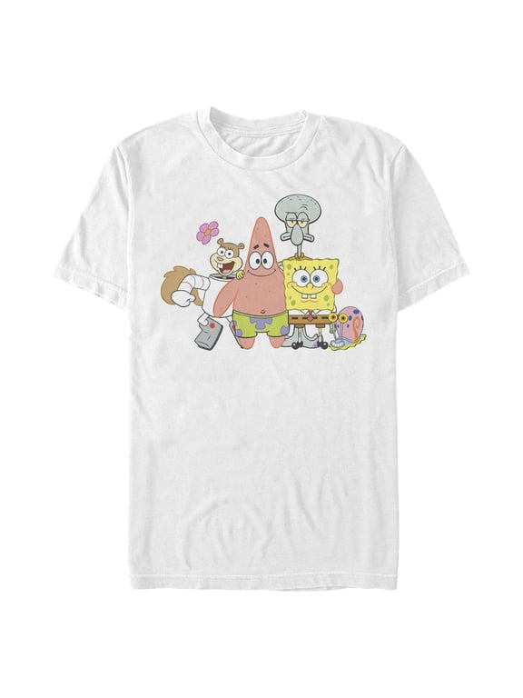 Men's SpongeBob SquarePants Squad Friends Graphic Tee White 2X Large