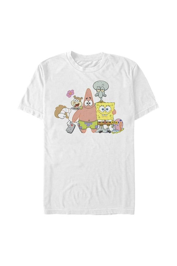 Men's SpongeBob SquarePants Squad Friends  Graphic Tee White X Large