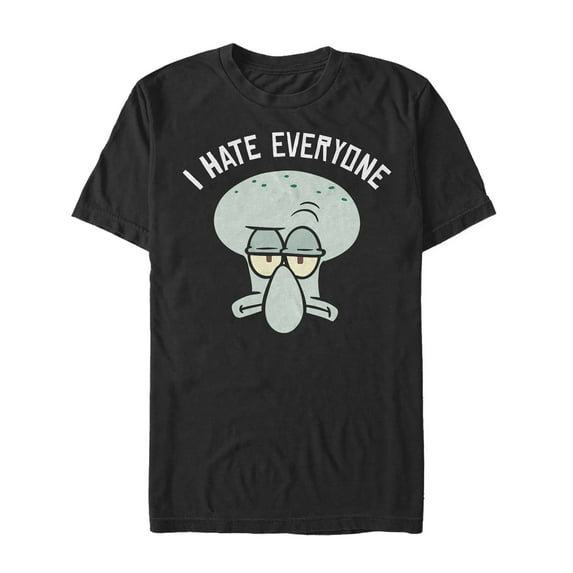 Men's SpongeBob SquarePants Squidward Hates Everyone Graphic Tee Black 2X Large