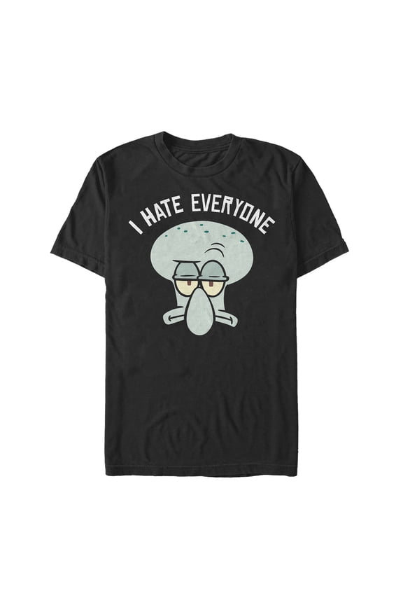 Men's SpongeBob SquarePants Squidward Hates Everyone Graphic Tee Black Large