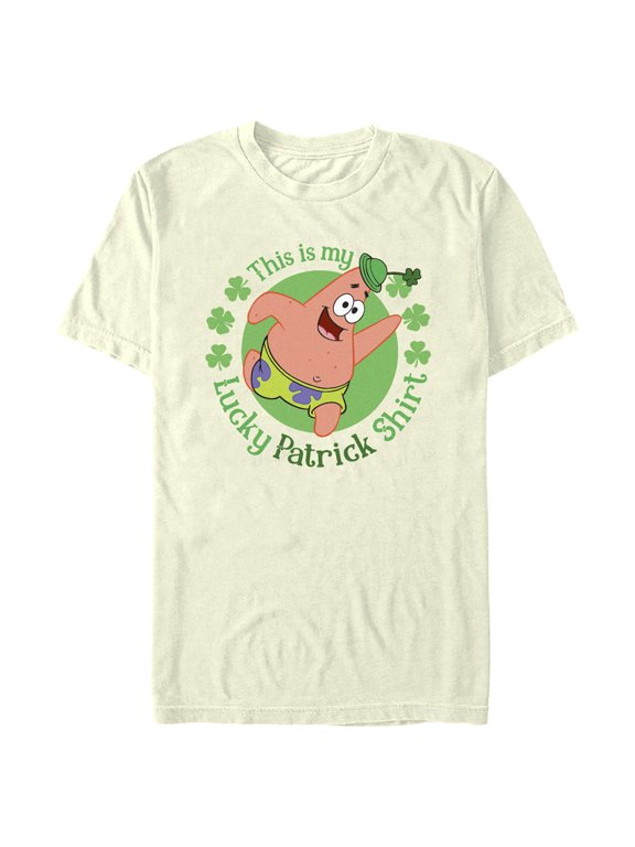 Men's SpongeBob SquarePants St. Patrick's Day This is my Lucky Patrick Shirt Graphic Tee Beige X Large