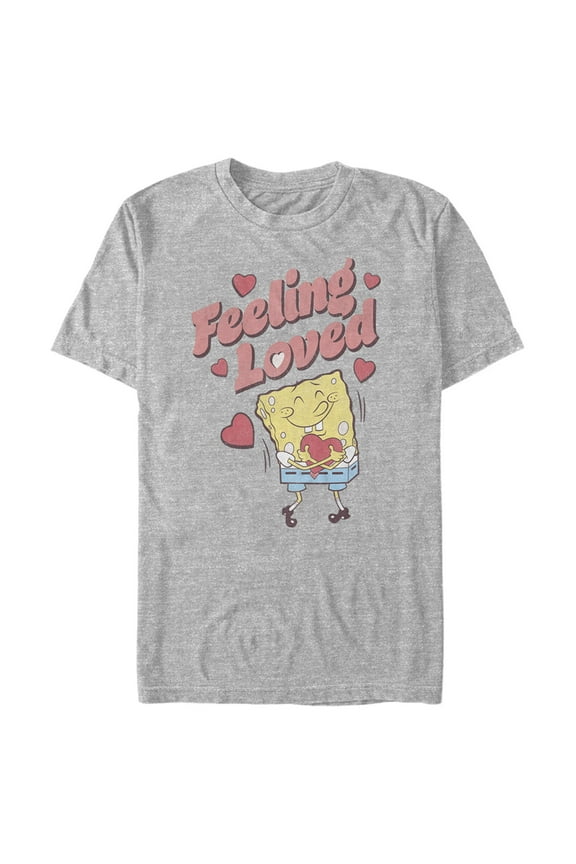 Men's SpongeBob SquarePants Valentine's Day Feeling Loved Graphic Tee Athletic Heather 3X Large