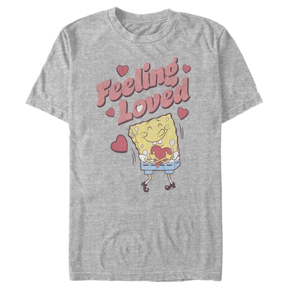 Men's SpongeBob SquarePants Valentine's Day Feeling Loved Graphic Tee Athletic Heather Small