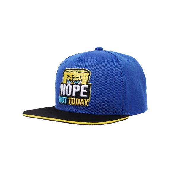 Men's, SpongeBob Squarepants Flat Brim Hat, Nope Not Today, Blue