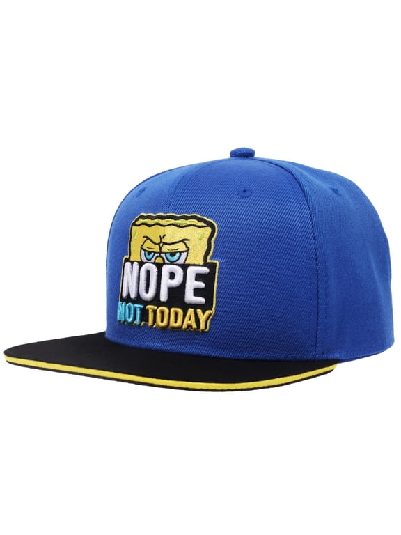Men's, SpongeBob Squarepants Flat Brim Hat, Nope Not Today, Blue