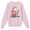 thumbnail image 1 of Spongebob Squarepants Patrick Star Slime Pink Star Fish Melting Slice if Colorful Cake with Number 25 Candle on Cradle Pink Long Sleeve Adult Crew neck-Large, 1 of 2