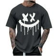 thumbnail image 1 of Men's Spooky Smile T Shirts Novelty Halloween Tees Short Sleeve Crewneck Creepy Face Scary Tops for Guys, 1 of 3