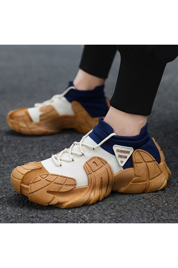 Men's Sport Casual Shoes, Fashion Trendy Color-Block Sock Ankle Shoes