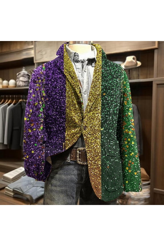 Men's Sport Coats & Blazers Carnival Suit Jacket 2 Button Mardi Gras Carnival Parade Gift