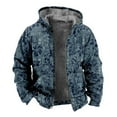 thumbnail image 1 of Men's Sport Coats & Blazers Male Zipper Quilted Jacket 3D Printed Fashion Loose Hooded Mens Puffer Jacket Navy XL, 1 of 2