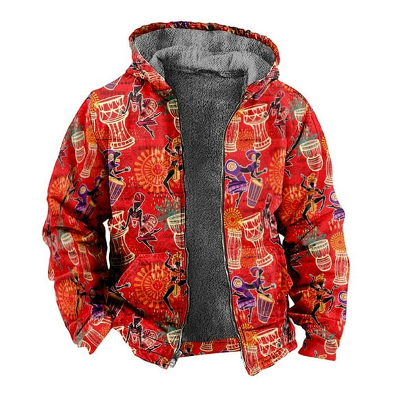 Men's Sport Coats & Blazers Male Zipper Quilted Jacket 3D Printed Fashion Loose Hooded Mens Puffer Jacket Orange XXXL