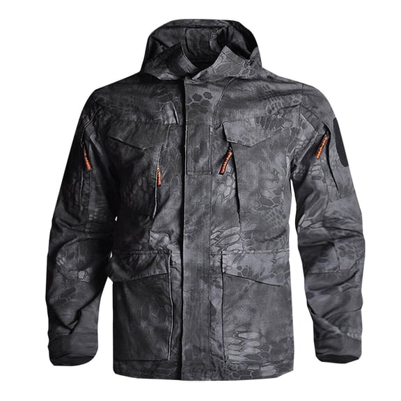 Men's Sport Coats Fashion Casual Camouflage Windproof Warm Rain Jacket Long Sleeve Hooded Casual Outwear