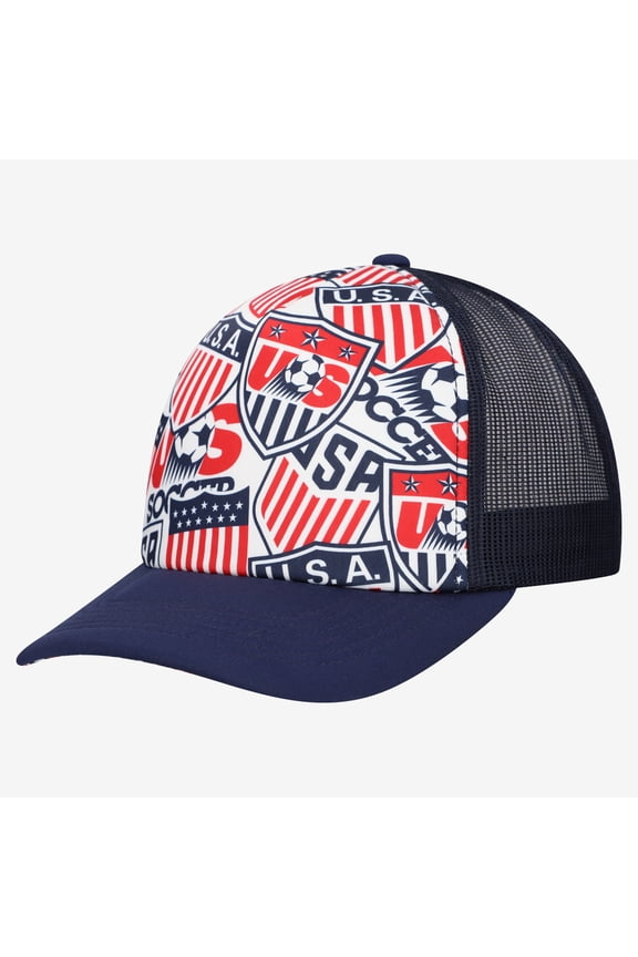 Men's Sport Design Sweden  White USMNT Trucker Crest Foam Adjustable Hat