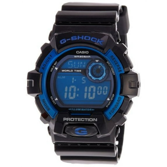 Men's Sport G8900A-1 Black Resin Quartz Watch with Blue Dial