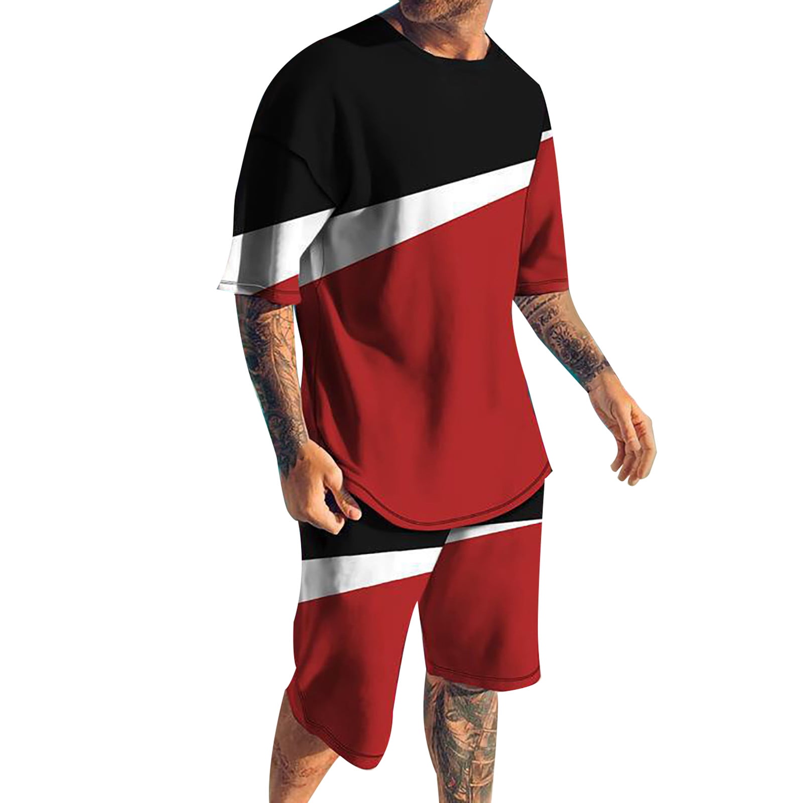Men's Sport Set Summer Outfit 2 Piece Set Short Sleeve T Shirts And
