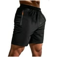 thumbnail image 1 of Men's Sport Shorts Zipper Pocket Casual Shorts for Summer Drawstring Waist Solid Color Shorts, 1 of 7