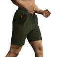 thumbnail image 1 of Men's Sport Shorts Zipper Pocket Casual Shorts for Summer Drawstring Waist Solid Color Shorts, 1 of 7