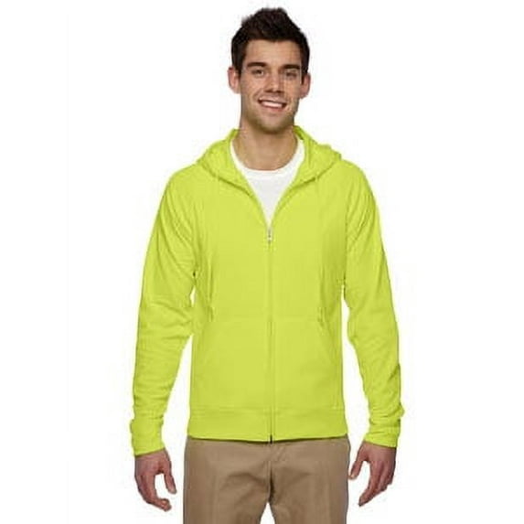Men's Sport Tech Fleece Full-Zip Hood Safety Green Pullover Hood