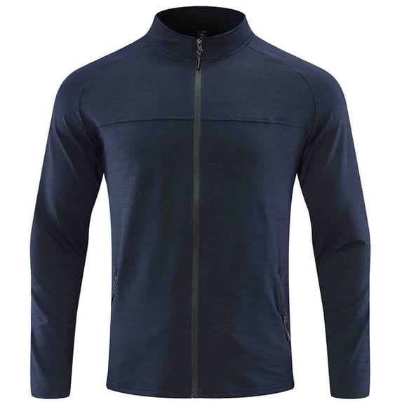 Men's Sport Track Jacket Full Zip Workout Athletic Fitness Running Jackets for Training Quick Dry Lightweight Tennis Gym Shirts Size M-2XL Blue