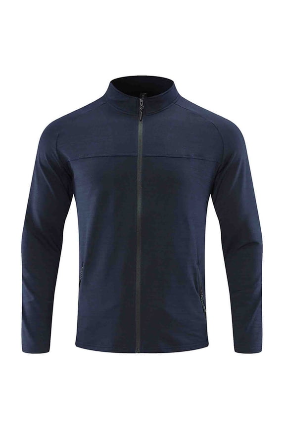 Men's Sport Track Jacket Full Zip Workout Athletic Fitness Running Jackets for Training Quick Dry Lightweight Tennis Gym Shirts Size M-2XL Blue
