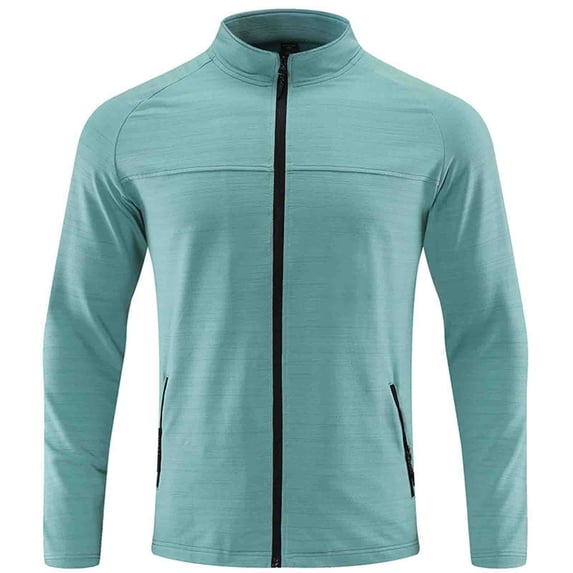 Men's Sport Track Jacket Full Zip Workout Athletic Fitness Running Jackets for Training Quick Dry Lightweight Tennis Gym Shirts Size M-2XL Green