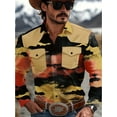 thumbnail image 1 of Men's Sport Western Two Pocket Long Sleeve Snap Button Down Shirts Cowboy Shirt Yellow L, 1 of 6