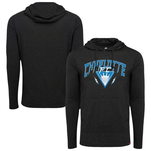 Men's-Sportiqe Black Charlotte FC Distressed Rowan Pullover Hoodie