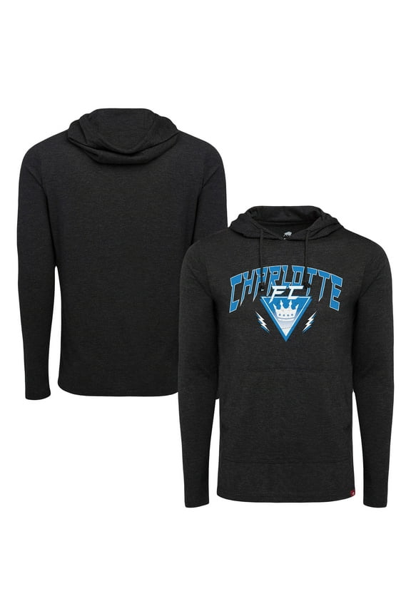 Men's-Sportiqe  Black Charlotte FC Distressed Rowan Pullover Hoodie