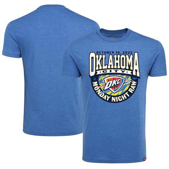 Men's Sportiqe Blue Monday Night RAW x Oklahoma City Thunder Tri-Blend T-Shirt