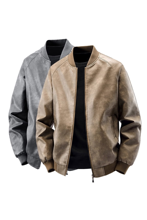 Men's Sports Baseball Jacket with Pocket Plus Size Solid Color Stand Collar Long Sleeve Loose Flying Suit Denim Jacket Hoodless Coat Outerwear Gray XL