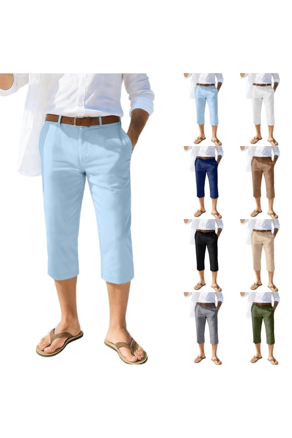 Men's Sports Casual Cropped Straight Leg Capri Pants Black S