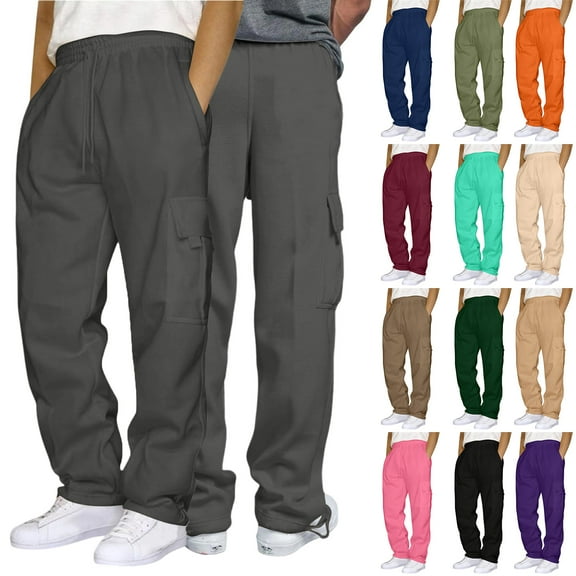 Men's Sports Casual Jogging Trousers, Fashion Drawstring Lightweight Hiking Straight Leg Pants for Daily and Outdoor,Army Green,S