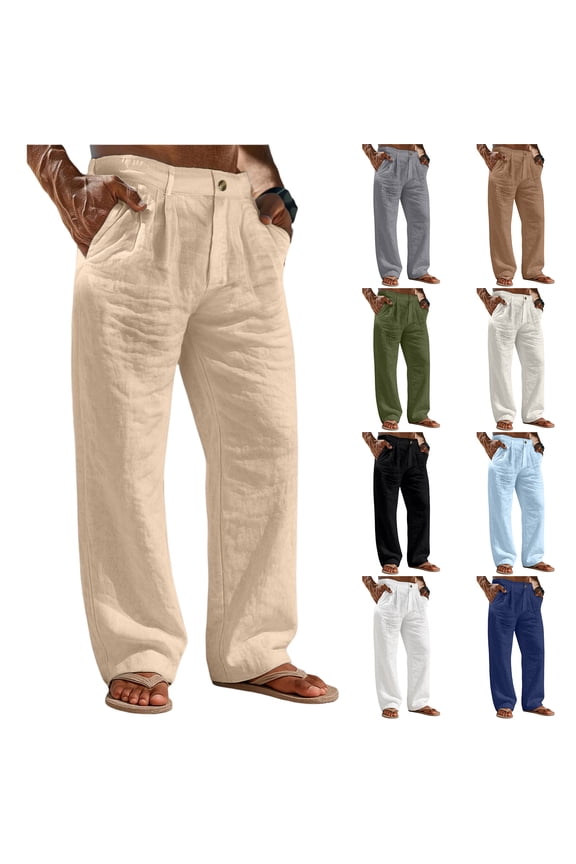 Men's Sports Casual Jogging Trousers, Lightweight Straight Leg Hiking Pants for Outdoor, Gym and Daily Wear,Black,S