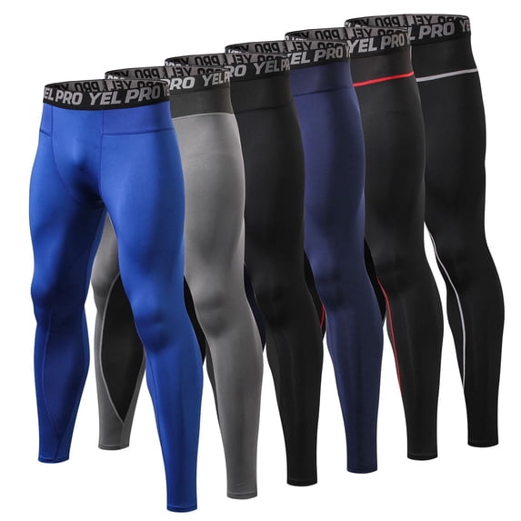 Men's Sports Compression Pants Running Workout Leggings Quick Dry Gym Basketball Athletic Base Layer Bottoms Red