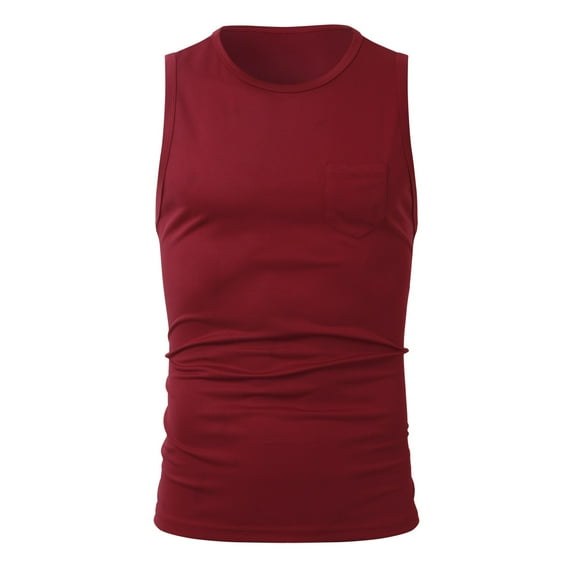 Men's Sports Fitness Vest Casual Training Breathable Sleeveless Undershirt for Active Elastic Design Comfortable Wear Mens T-Shirts Graphic Red Neck Pack Of 10