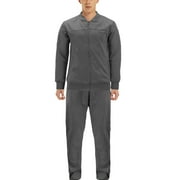 Mens Sports Gym Fitness Work Out Running Jogging 2 Piece Tracksuit Set Dark Grey, 2XL