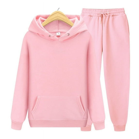 Men's Sports Hooded Solid Colour Pullover Sweater Set Two Piece Hoodie and Sweatshirt and Sweatpants