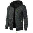 thumbnail image 1 of Men's Sports Hoodies Jackets Fall Winter Thermal Hooded Sweatshirt Coats Athletic Running Jacket with Zipper Pockets Dark Gray 3XL, 1 of 4
