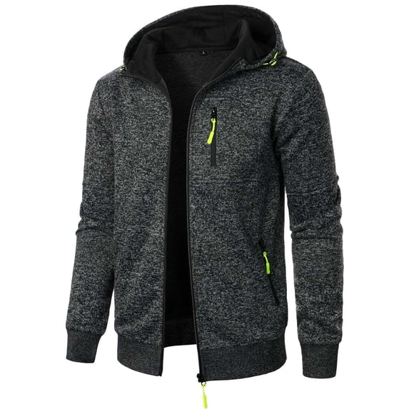 Men's Sports Hoodies Jackets Fall Winter Thermal Hooded Sweatshirt Coats Athletic Running Jacket with Zipper Pockets Dark Gray XL