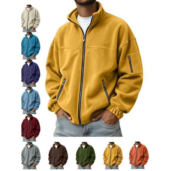 Men's Sports Jacket Mock Neck Long Sleeve Jacket with Zipper Pockets Casual Lightweight Outdoor Hiking Winter Warm Clothes