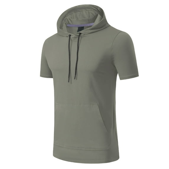Men's Sports Leisure Lightweight Hooded Short Sleeve T-Shirt - Fitness/Running, Polyester, S-XXXL