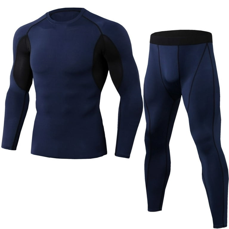 Men's Sports Running Set Compression Shirt + Pants Skin-Tight Long Sleeves  Quick Dry Fitness Tracksuit Gym Yoga Suits