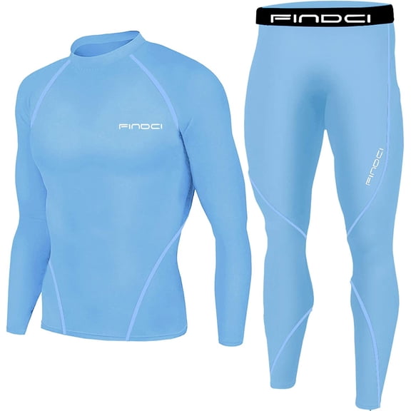 FINDCI Men's Sports Running Set Compression Shirt + Pants Skin-Tight Long Sleeves Quick Dry Fitness Tracksuit Gym Yoga Suits
