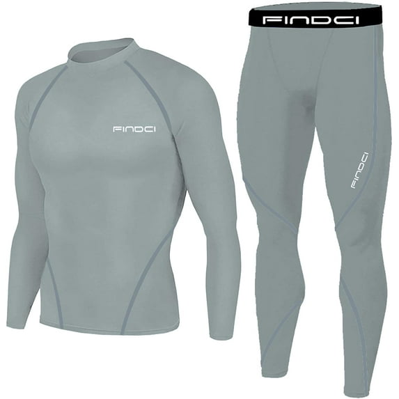 Men's Sports Running Set Compression Shirt + Pants Skin-Tight Long Sleeves Quick Dry Fitness Tracksuit Gym Yoga Suits