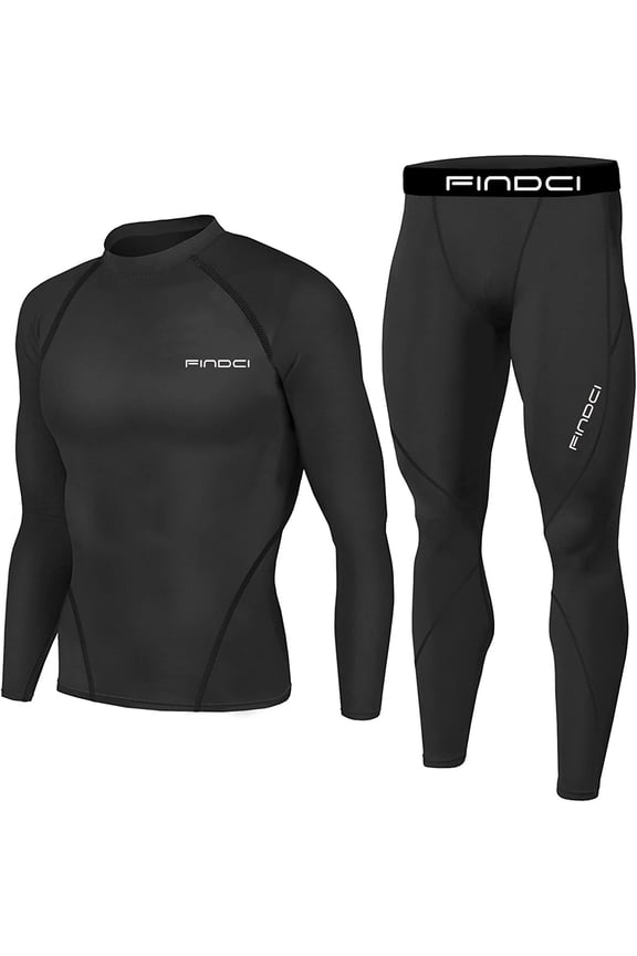 Men's Sports Running Set Compression Shirt + Pants Skin-Tight Long Sleeves Quick Dry Fitness Tracksuit Gym Yoga Suits