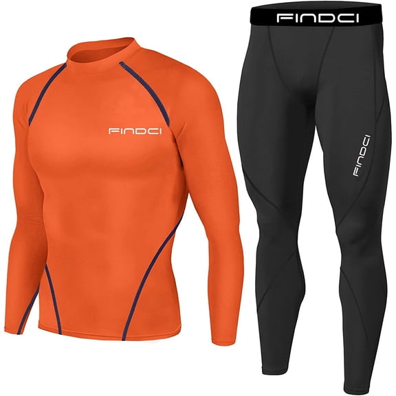 Men's Sports Running Set Compression Shirt + Pants Skin-Tight Long Sleeves Quick Dry Fitness Tracksuit Gym Yoga Suits