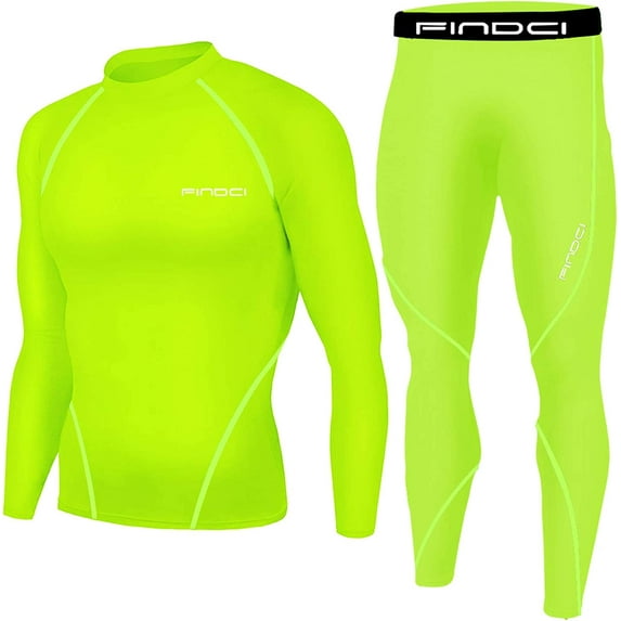 Men's Sports Running Set Compression Shirt + Pants Skin-Tight Long Sleeves Quick Dry Fitness Tracksuit Gym Yoga Suits