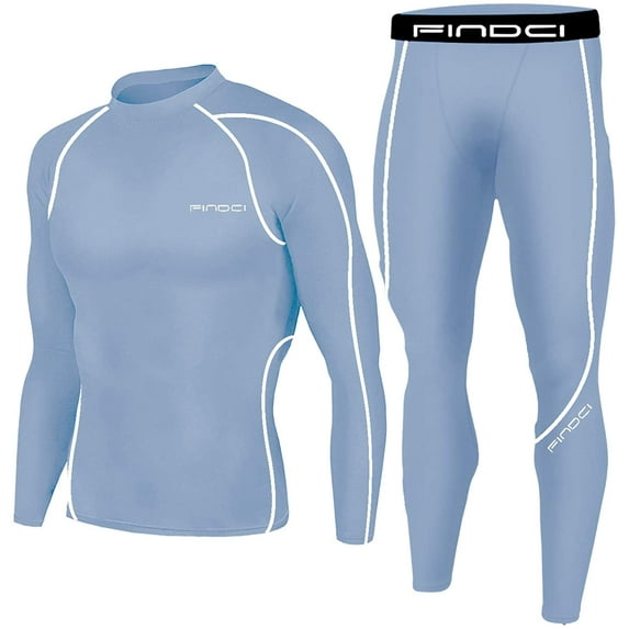 Men's Sports Running Set Compression Shirt + Pants Skin-Tight Long Sleeves Quick Dry Fitness Tracksuit Gym Yoga Suits